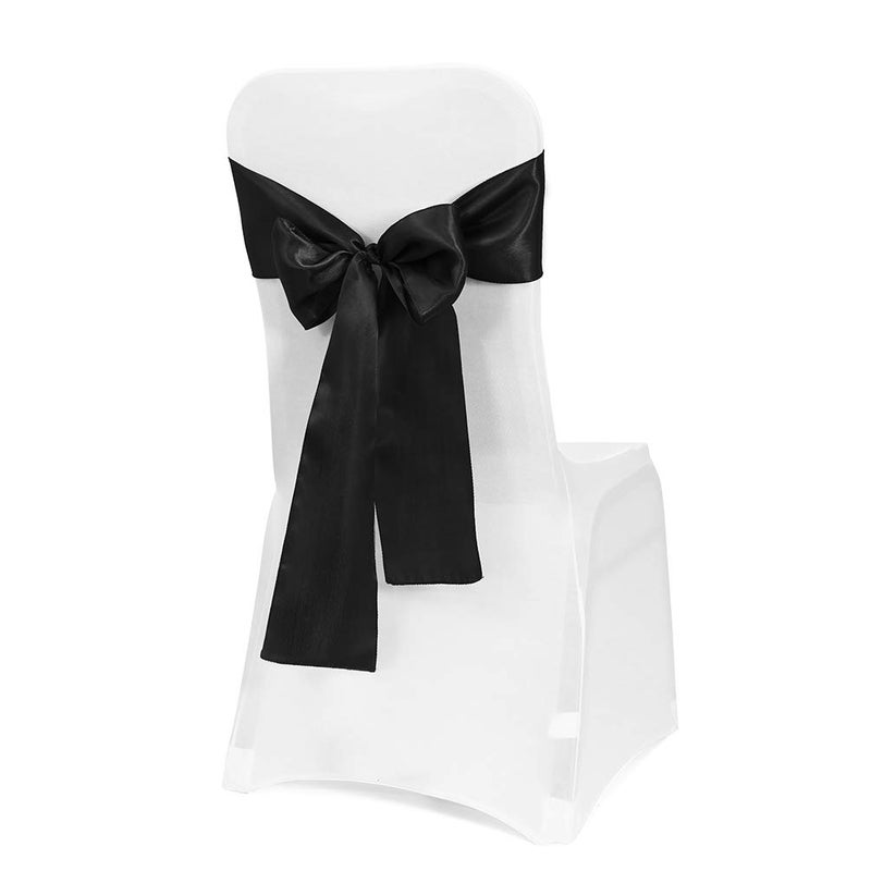 Obstal 50 PCS Satin Chair Sashes Bows for Wedding Reception- Universal Chair Cover Back Tie Supplies for Banquet, Party, Hotel Event Decorations - Image 1